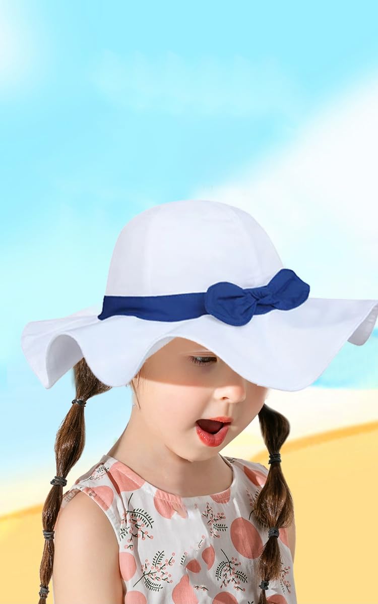 Vimeet Kid Baby Summer Hat Baby Sun Hat Toddler Beach Hat Baby Bucket Hat White - Image 2